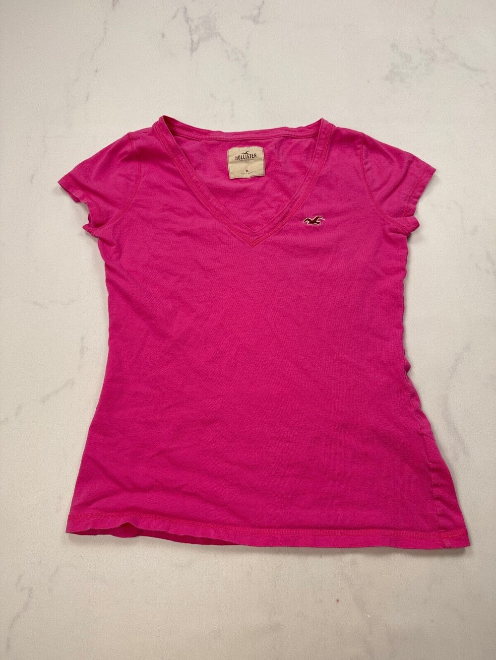 Hollister T Shirt Pink 90s Minimalism Statement Style - Womens M
